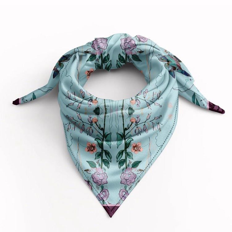 Birds of a Feather Aqua Silk Scarf