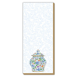 Luxe Skinny Pad- Handpainted Blue Chinoserie Urn