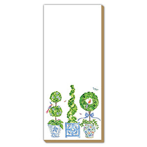 Luxe Skinny Pad- Handpainted Blue Enchanted Boxwood Topiaries