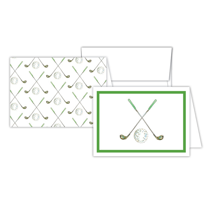 Handpainted Golf Club and Ball Stationery Notes
