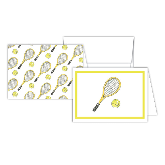 Handpainted Tennis Racket and Ball Stationery Notes