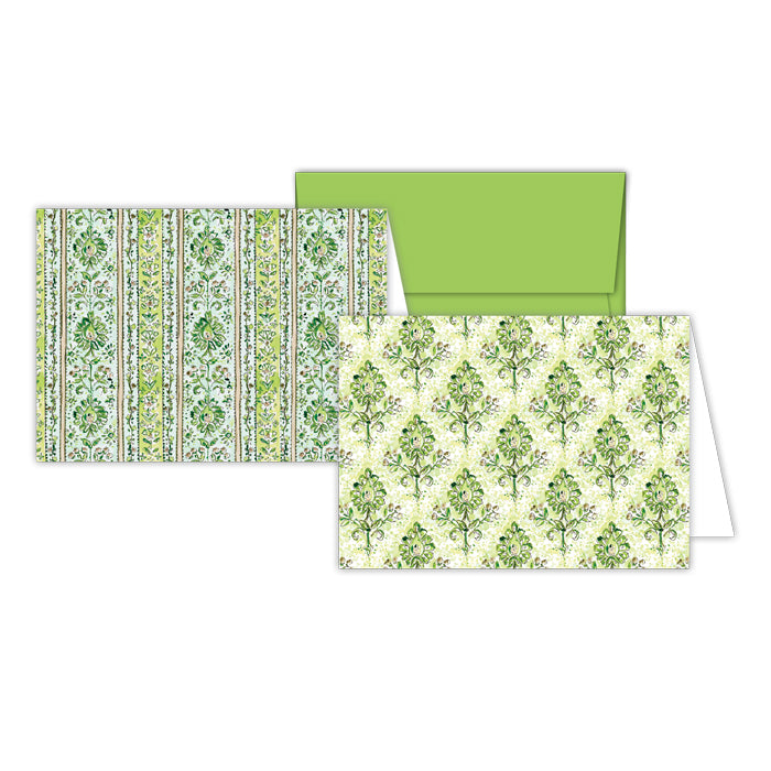 Handpainted Vintage Green Floral Pattern Stationery Notes