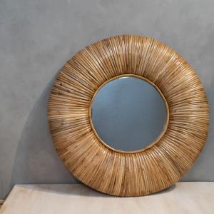 Handwoven Cane Mirror, Large