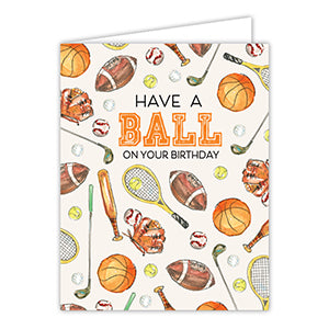 Have A Ball On Your Birthday Handpainted Sports Images Greeting Card