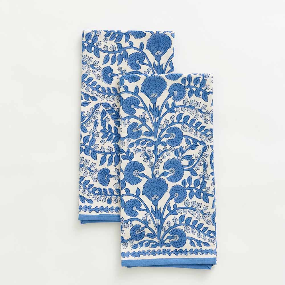 Cactus Flower Blue Tea Towel