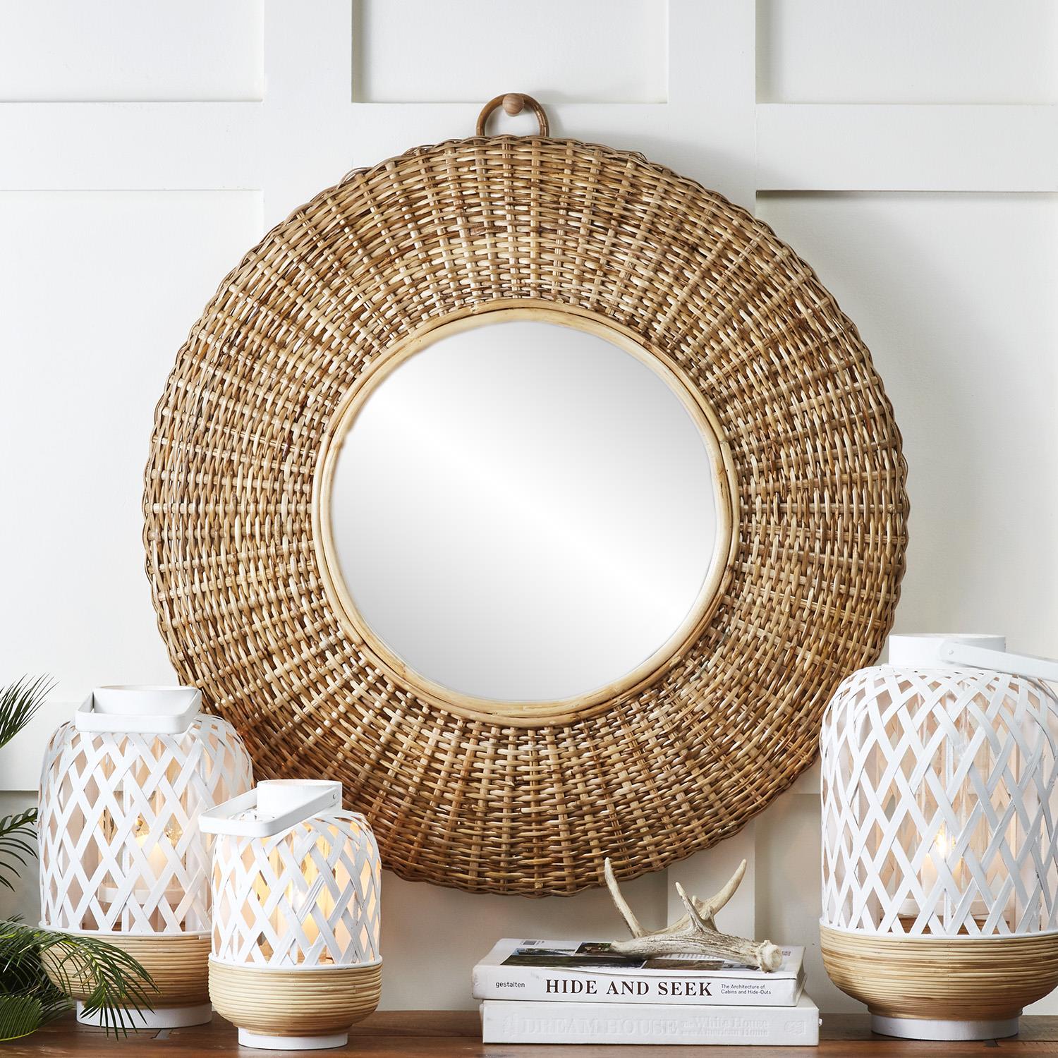 Woven Cane Hand-Crafted Wall Mirror