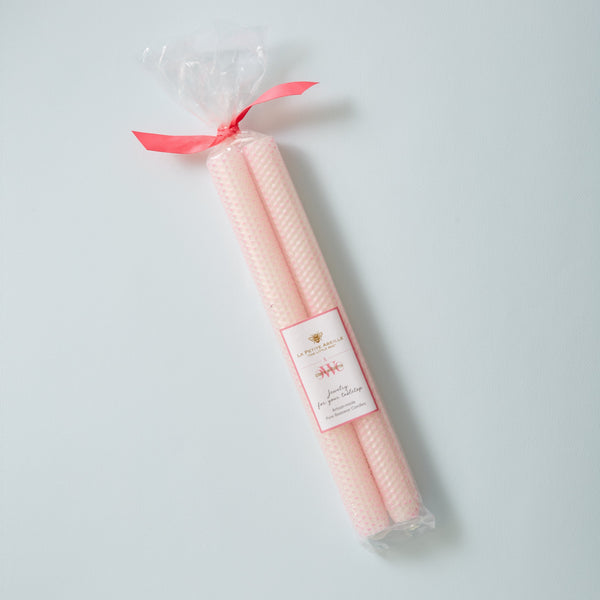 12" Pair of Tapers - Ivory w/ Pink Sparkle | Moonstone