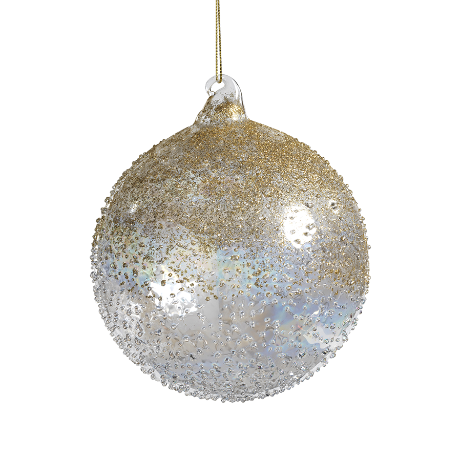 GOLD LUSTER BEADED ORNAMENT - LARGE