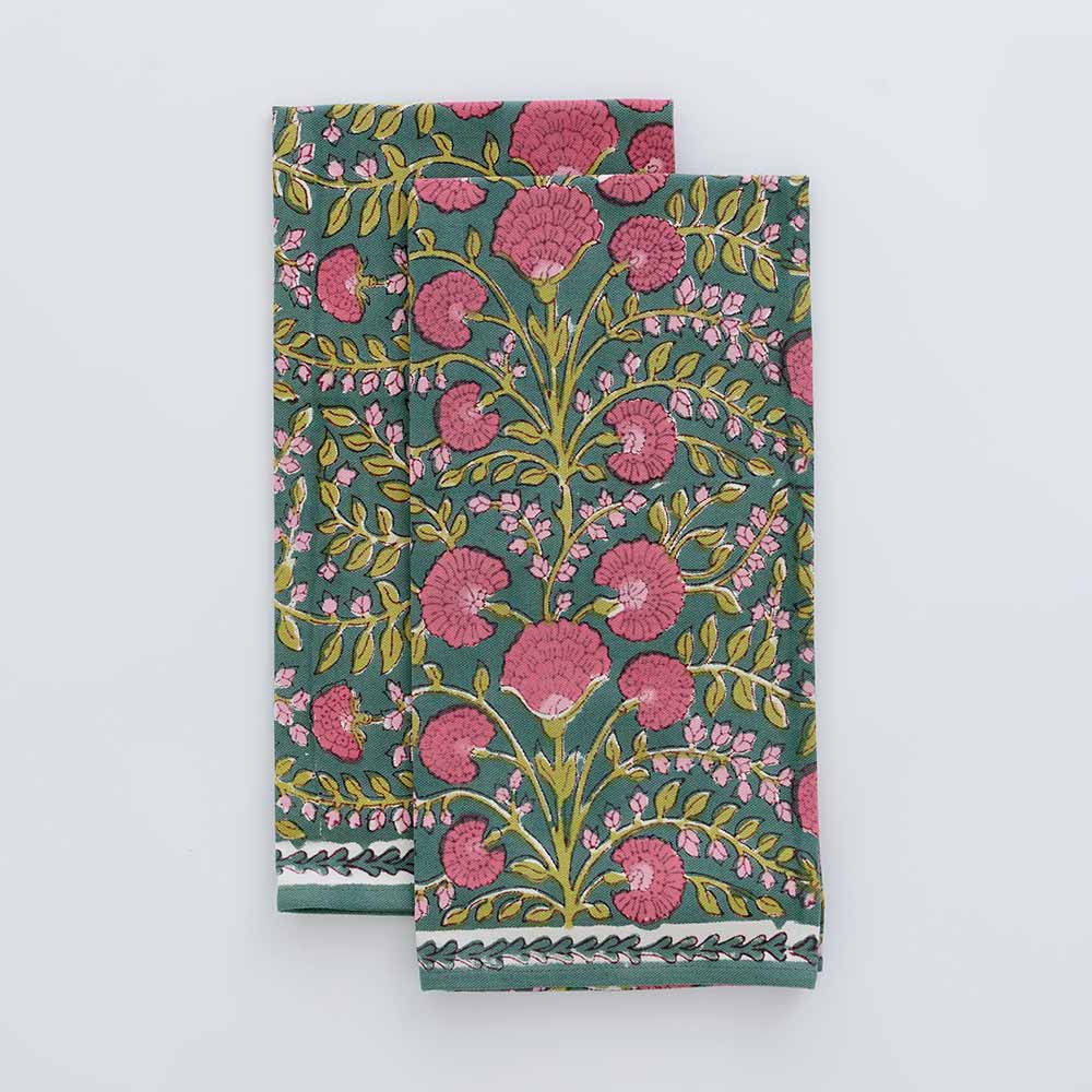 Cactus Flower Jade Tea Towel