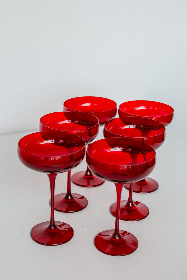 Estelle Colored Champagne Coupe Stemware {Red}_Single