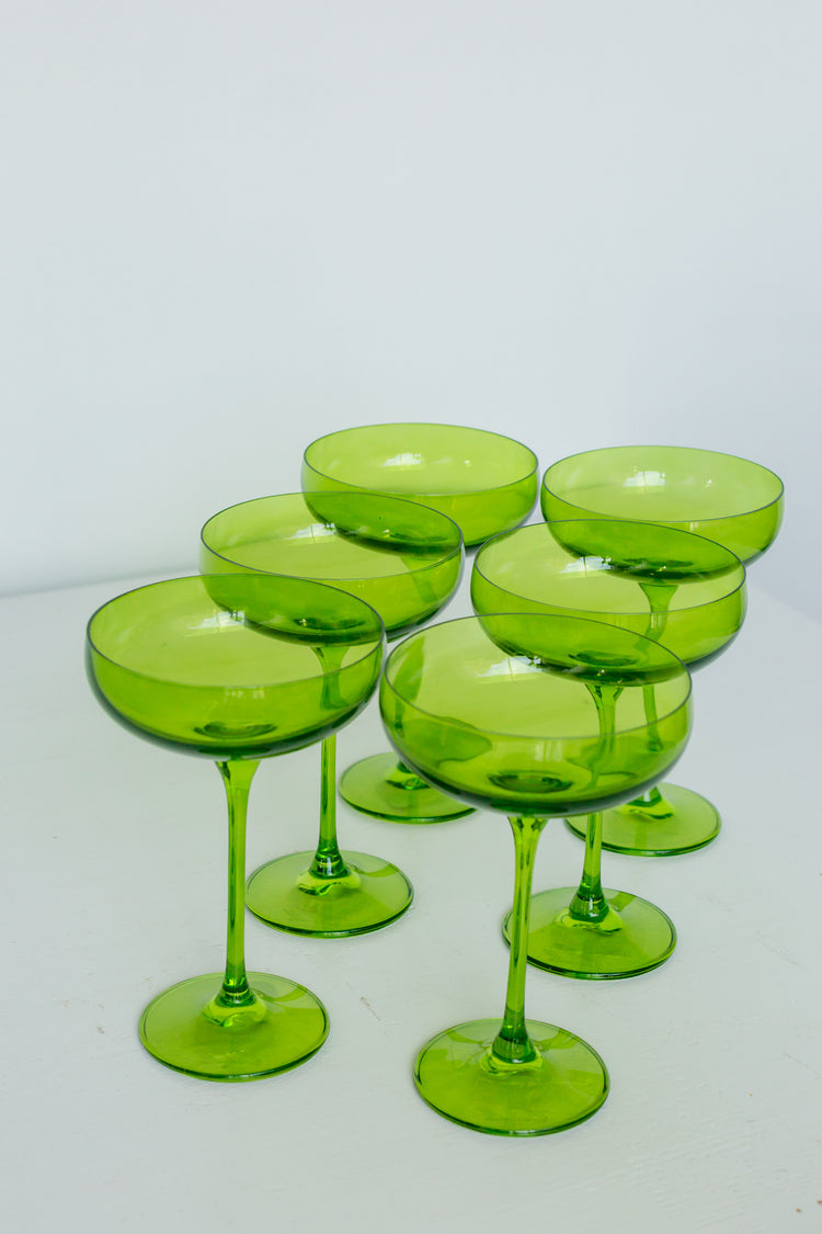 Estelle Colored Champagne Coupe Stemware {Forest Green}_Single