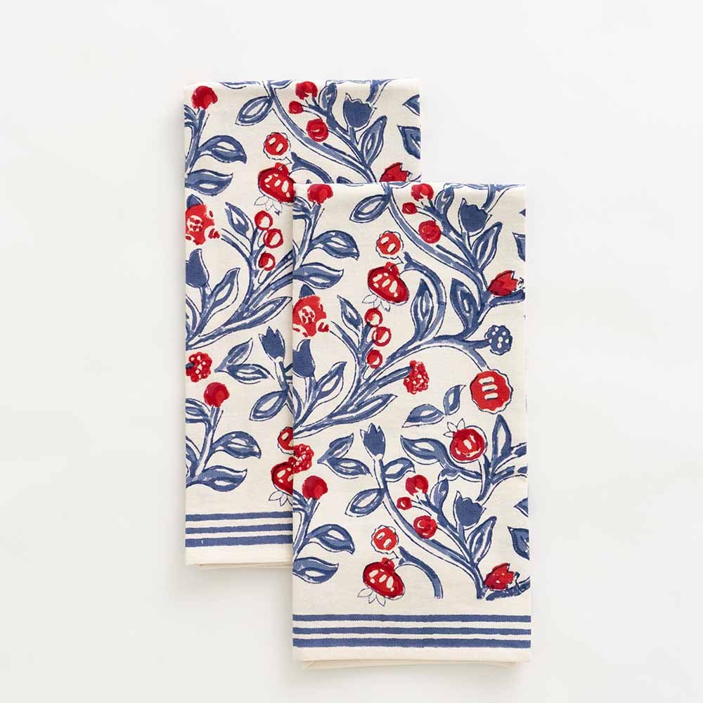 Emma Red & Blue Tea Towel