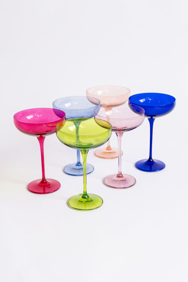 Estelle Colored Champagne Coupe Stemware {Mixed Set}