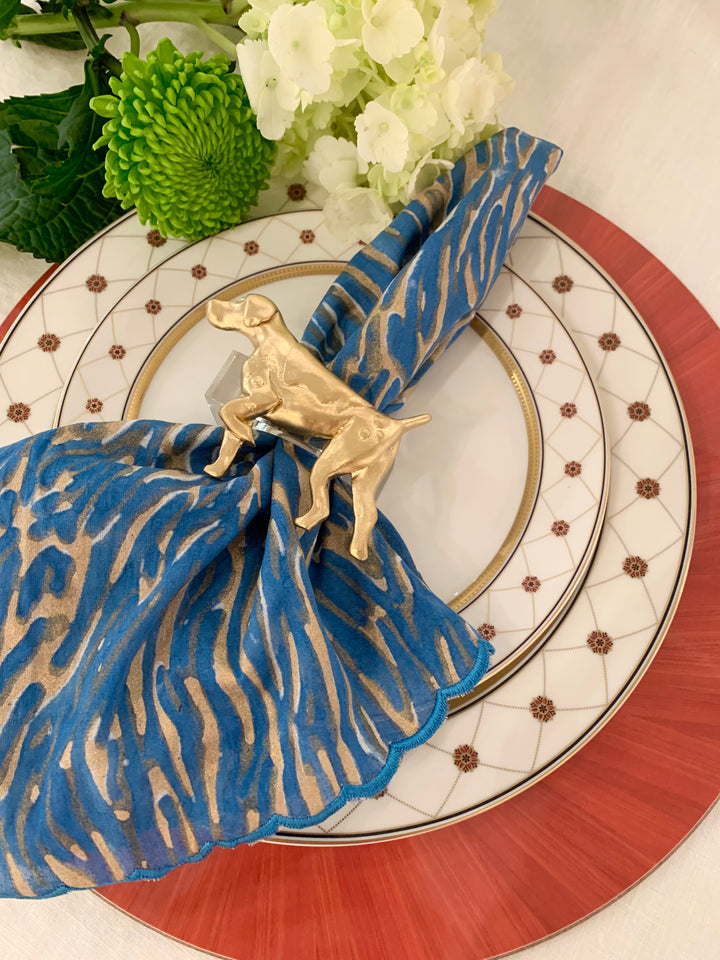 Zebra Stripe Dinner Napkins - Blue