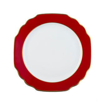 Ultra-White Georgian ColorSheen Red - Gold Banding - Salad Plate