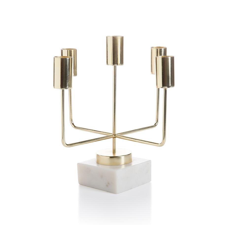 Celine Five-Tier Brass and Marble Taper Holder
