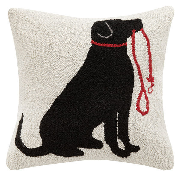 Lab and Leash Hook Pillow 16X16"