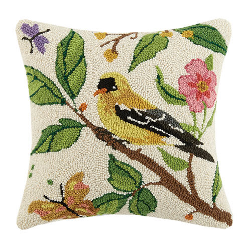 Goldfinch Hook Pillow 16X16"