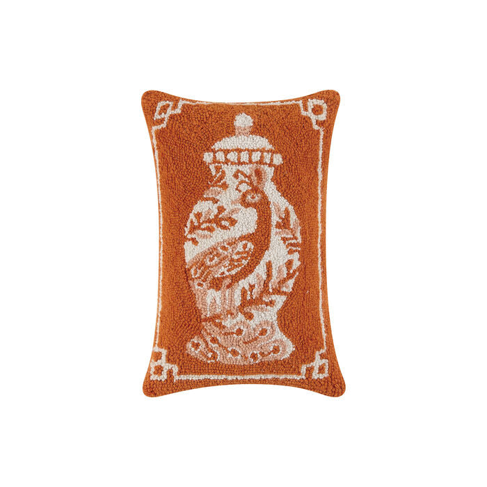 Orange Chinoiserie Hook Pillow 12X18"