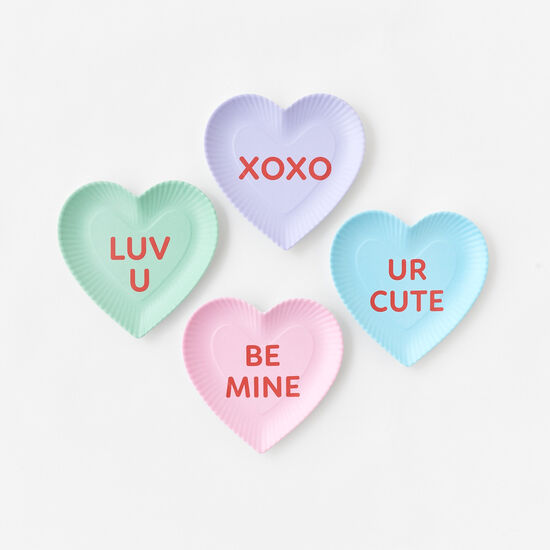 Conversation Heart Plate, Set of 4, 7.75"