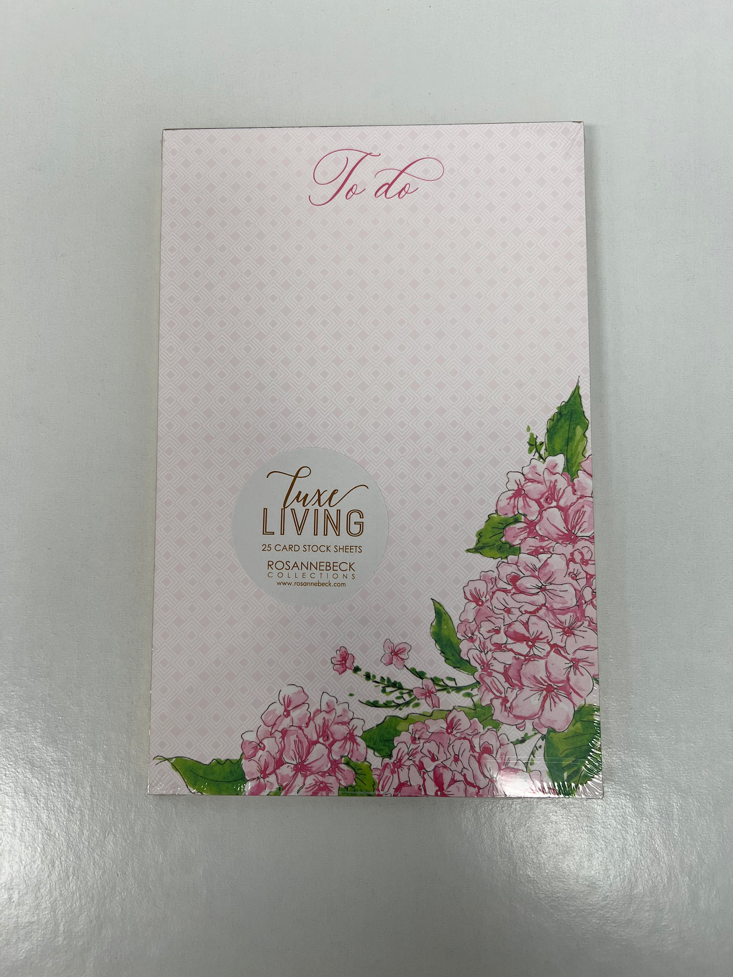 Luxe Large Notepad- Handpainted To Do Pink Hydrangea