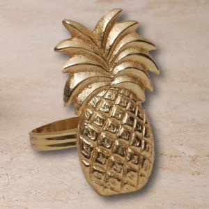 Set of 4 Gilded Pineapple Napkin Rings