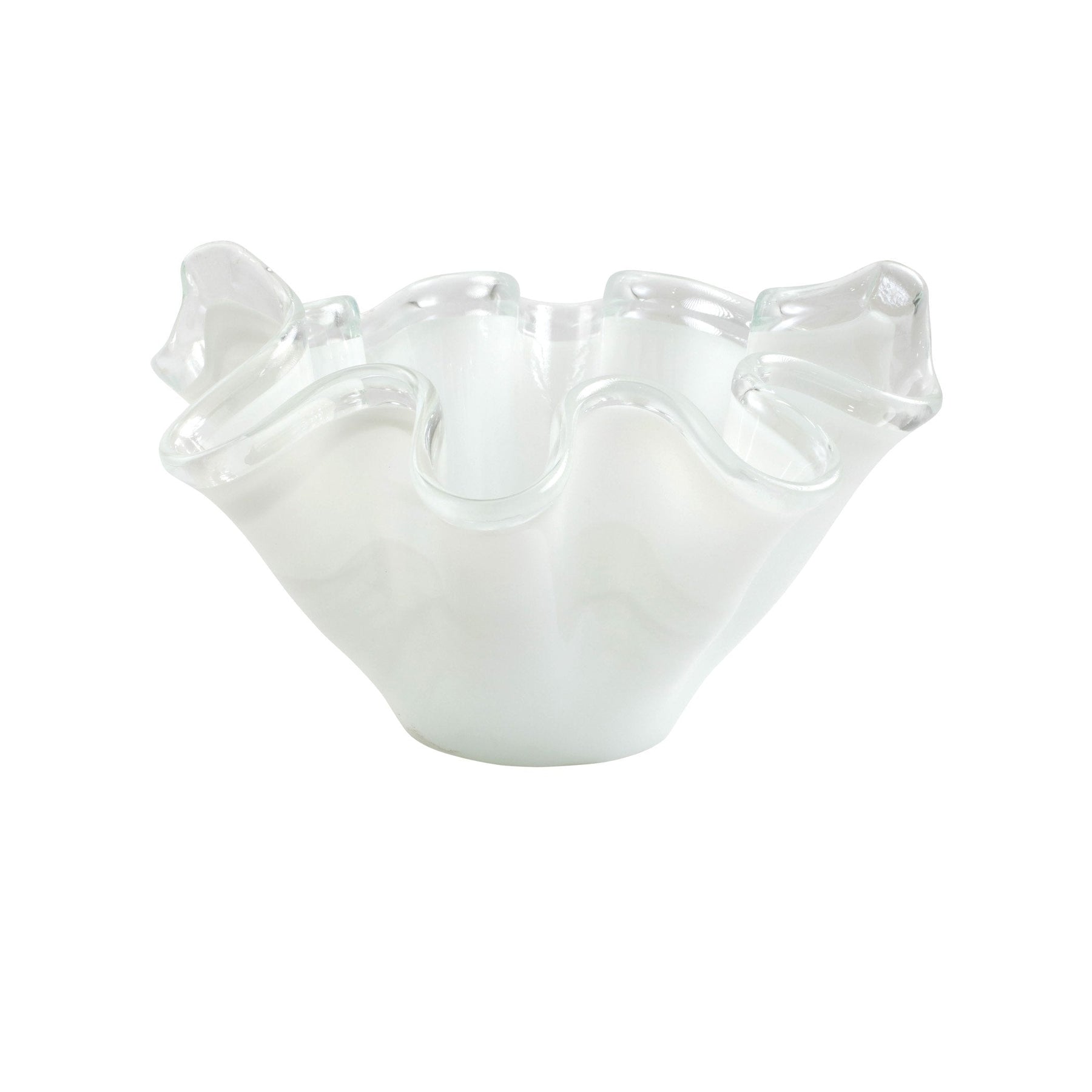 Onda Glass White w/ Clear Rim Large Bowl