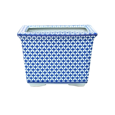 Fish Scale Blue and White Cachepot