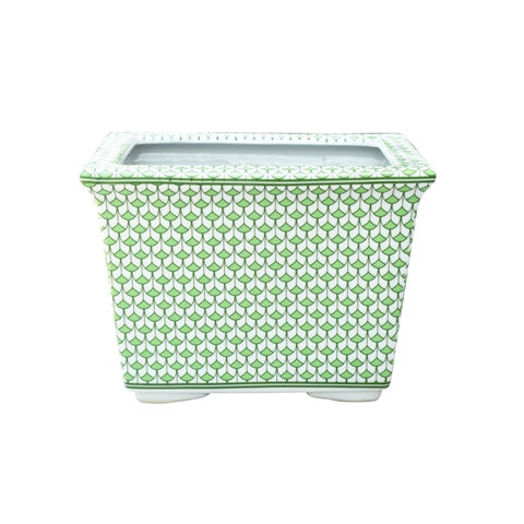 Fish Scale Green and White Cachepot