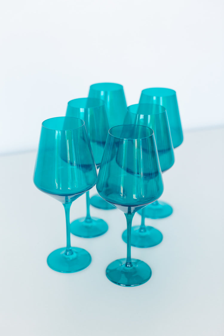 Estelle Colored Wine Stemware {Teal}_Single