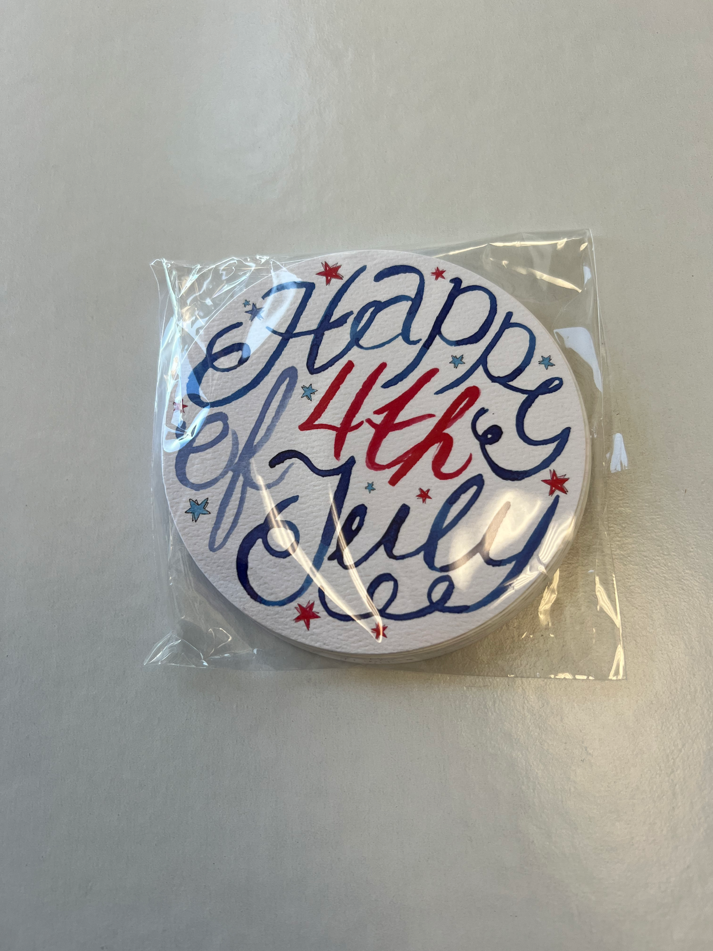 Round Coaster- Handpainted Happy 4th of July
