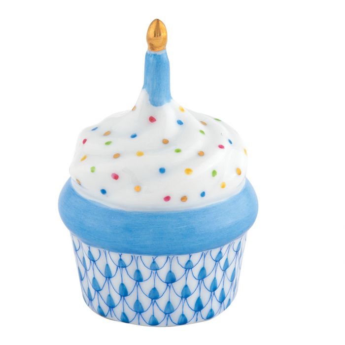 CUPCAKE WITH CANDLE - BLUE