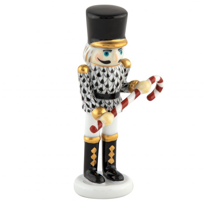 SMALL NUTCRACKER WITH CANDY CANE - BLACK