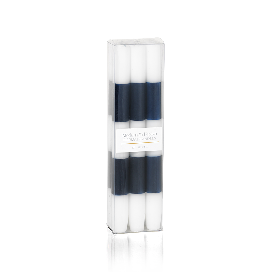 Modern and Festive Formal Candles - Set of 6 - Dark Blue