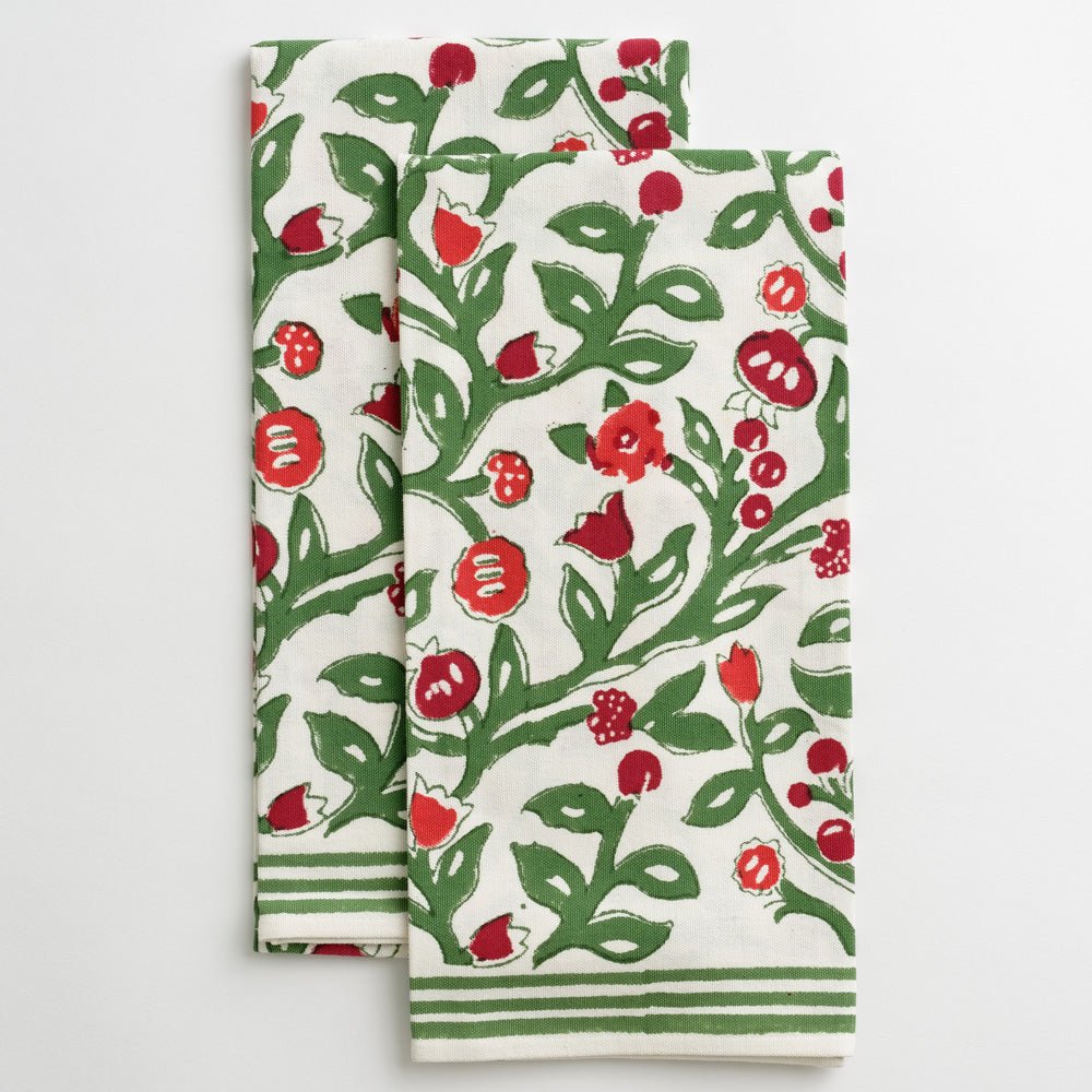 Emma Red/Green Tea Towel