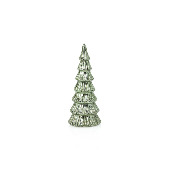 Linden LED Glass Tree - Light Green - 9.5 in