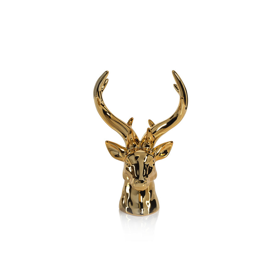 ROCKY MOUNTAIN CERAMIC STAG HEAD-GOLD, 11"