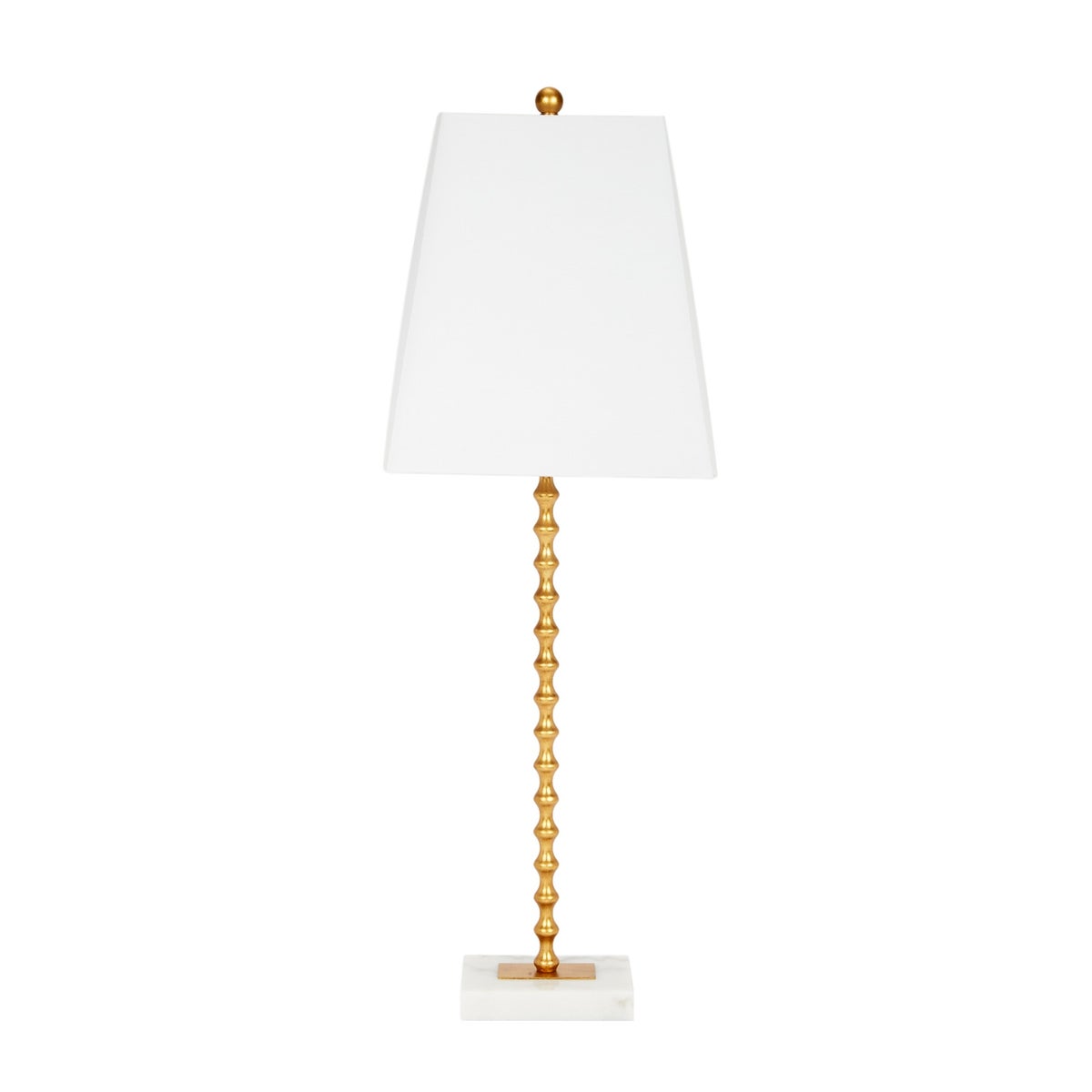 Jana Gold Ball Table Lamp With White Linen Shade & White Marble Base