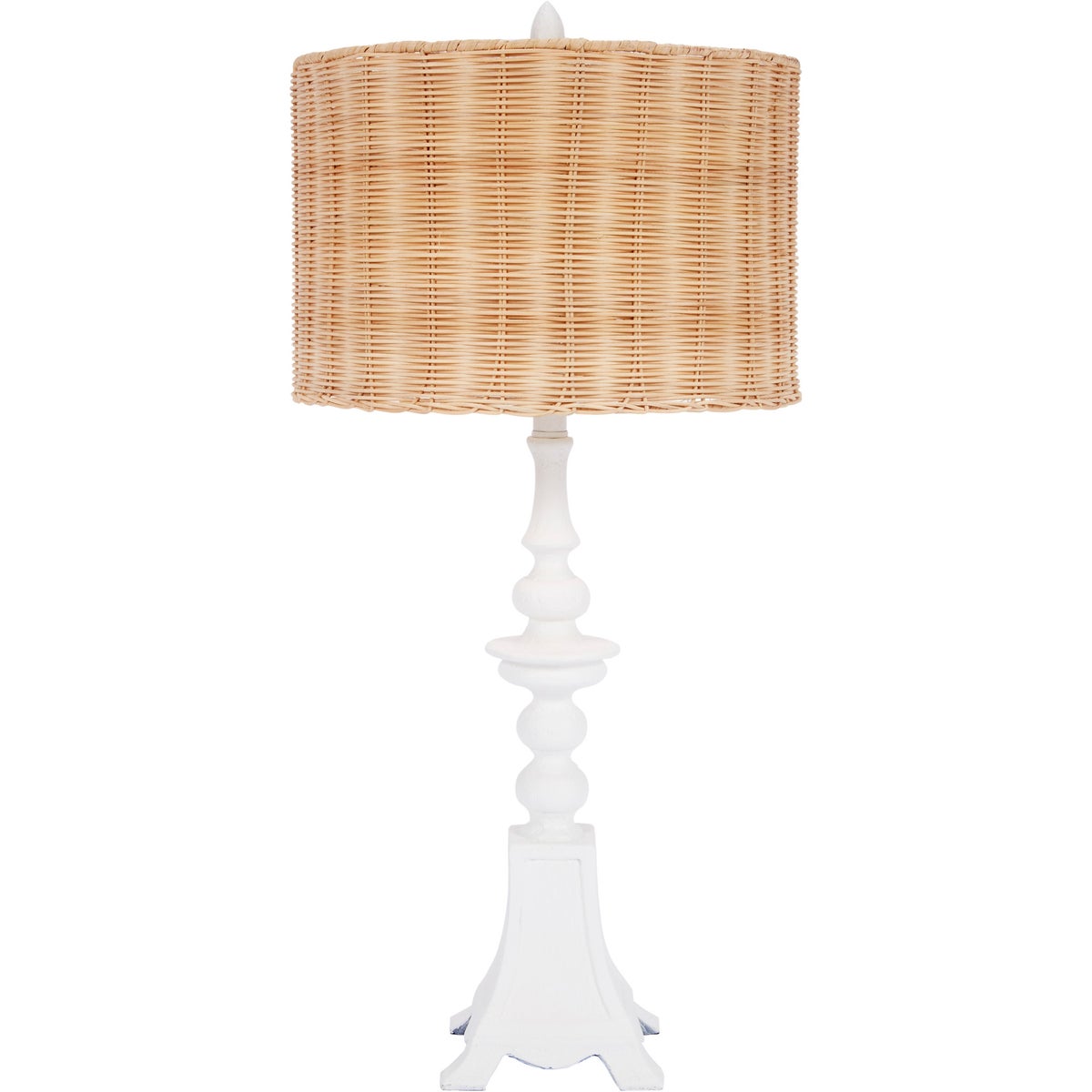 Penny White Gesso Table Lamp With Natural Rattan Shade