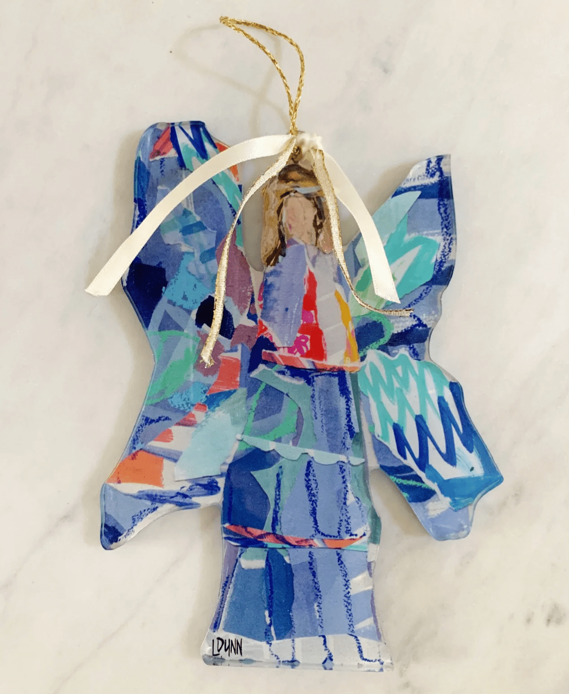 "Good News" Acrylic Angel Ornament- Blue