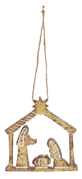 Carved Nativity Ornament