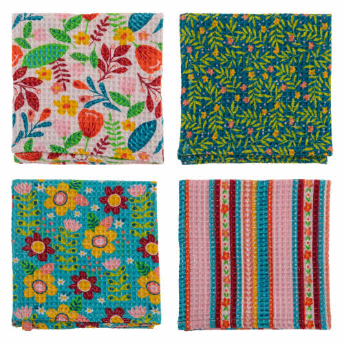 Waffle Weave Dish Towel S/4| Reyna Floral
