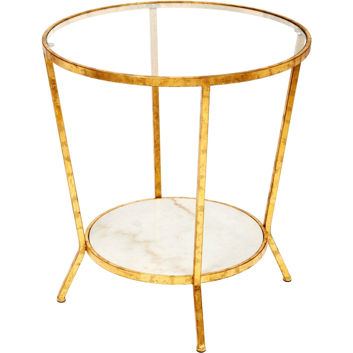 Phillips White Marble And Gold Side Table