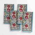 Bohemian Floral Turquoise/Cranberry Napkins (Pack of 4)